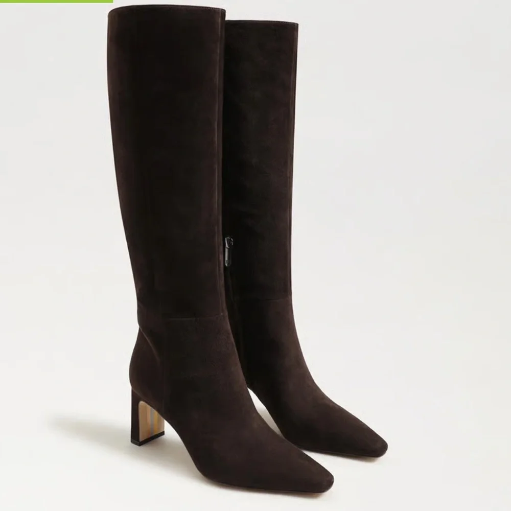 Sylvia Women's Dark Brown chocolate Suede Knee-High Heeled Boots